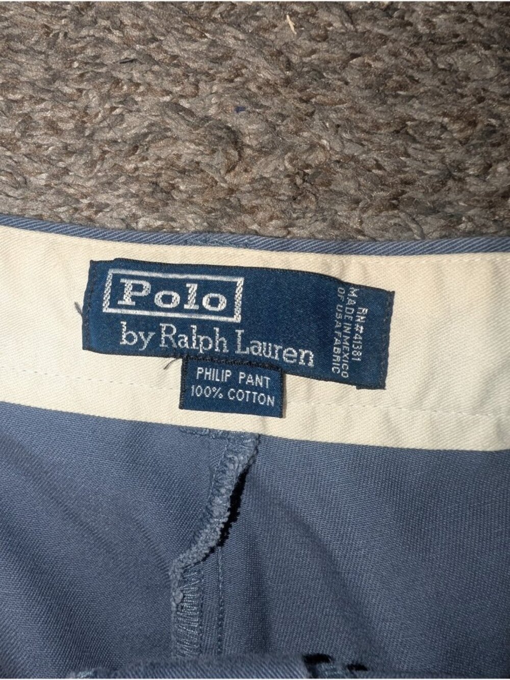 Polo Ralph Lauren Philip Pants Mens 38x30 Blue Pleated Chino Vintage Solid - Picture 2 of 12